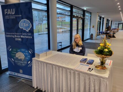 Sonja Kuth at the EBM Welcome Desk, prepared and awaiting the first Update Meeting participants. (Image: A. Dakkouri-Baldauf)